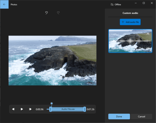 How to add audio to video with Windows Photos App