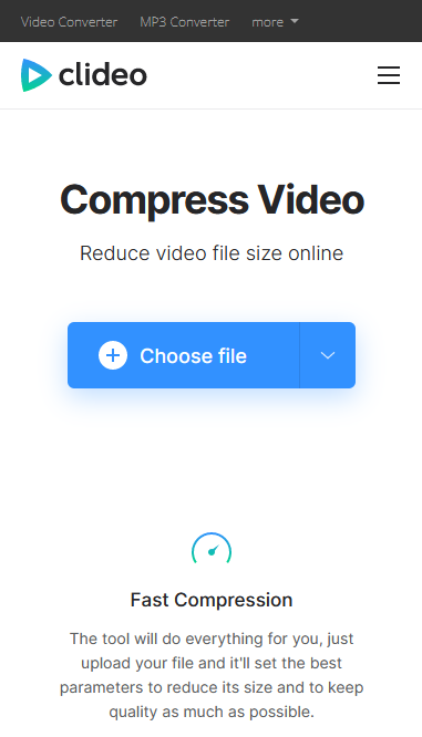 Compress video online with Clideo