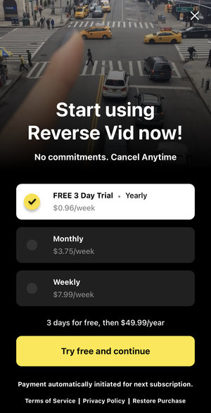 Reverse Vid app for iOS