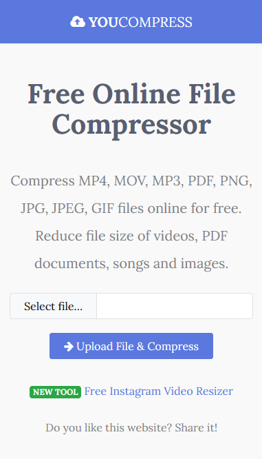 Video compression with YouCompress