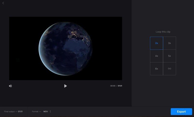 How to loop a video on Clideo website