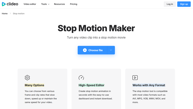 Clideo user interface