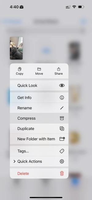 Compress video size with the Files app