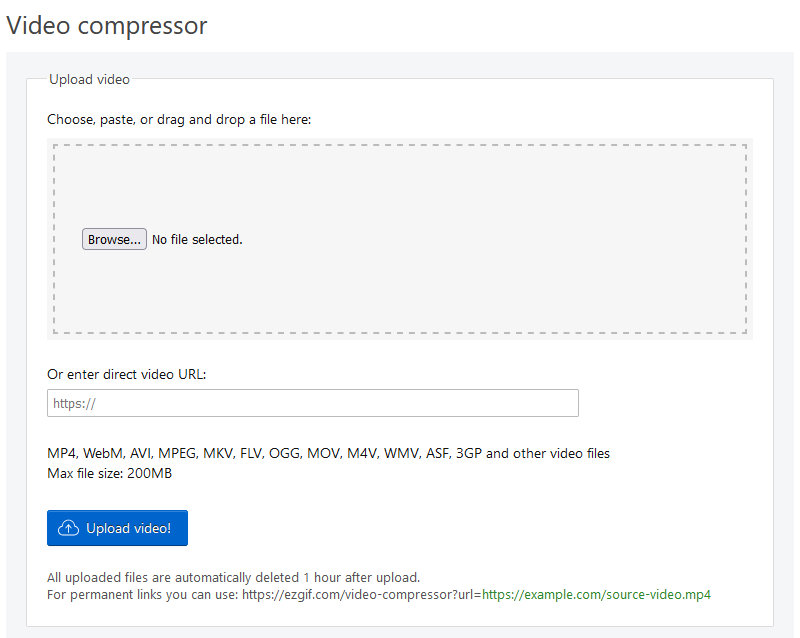 Ezgif user interface