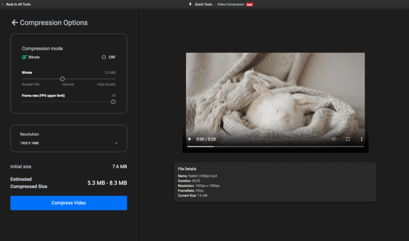 Reduce video size for free with Flixier
