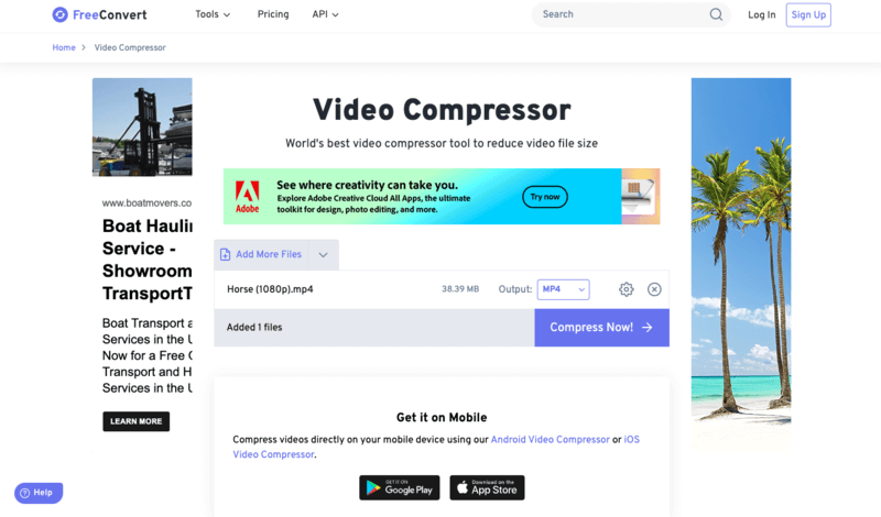 Compress video for free with FreeConvert