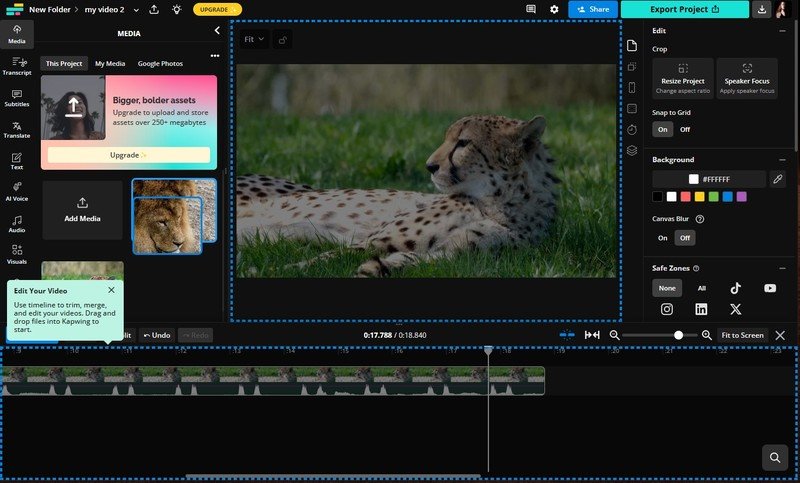 How to stitch videos together online on Kapwing website